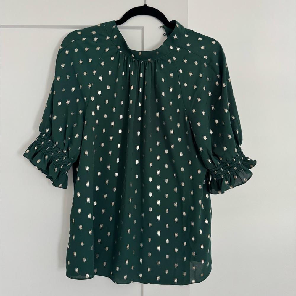TED BAKER LONDON Puff Sleeve Foil Dot Top